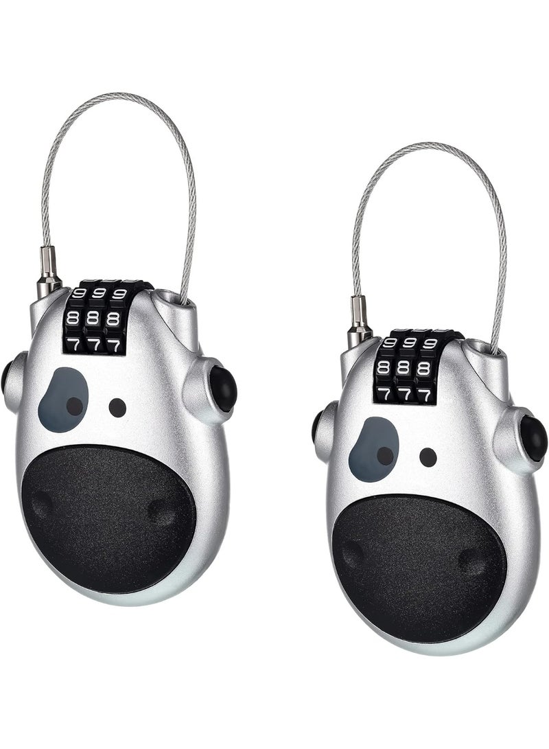 2 Pcs 3 Digit Combination Cable Locks,silvery、 27.56 Inch Adjustable Steel Cable Locks Set - Image 1